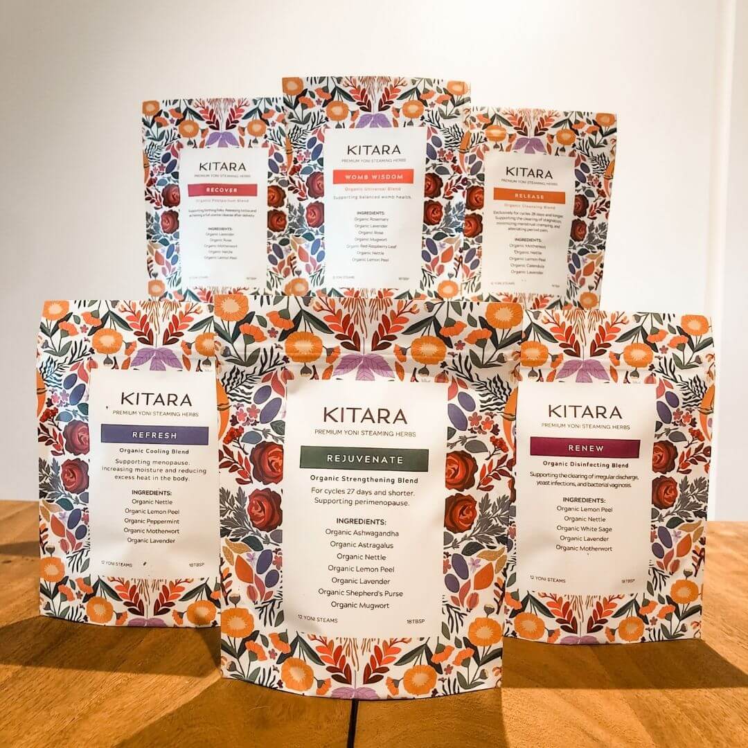 Kitara Love Custom Organic herbs herbal blends vaginal steaming yoni steam seat box chair menstrual cycle health postpartum healing care pain free period